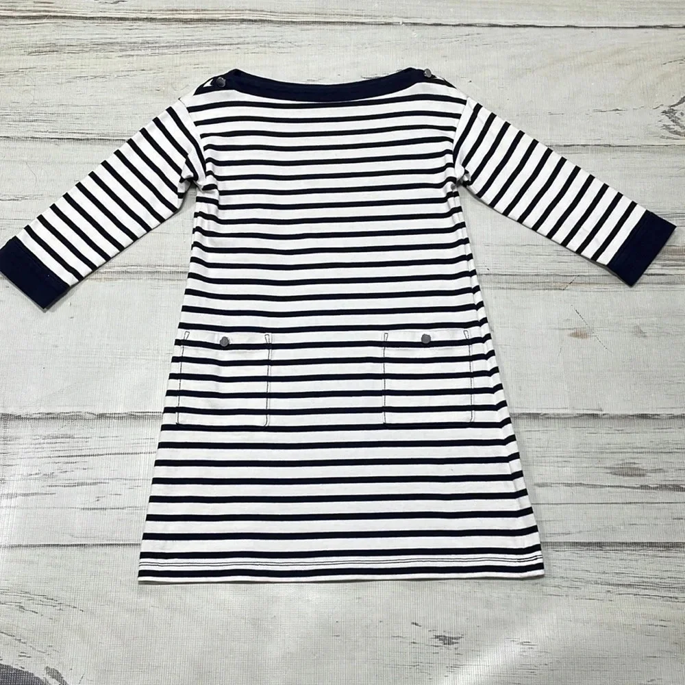 Kate Spade Dress Nautical Stripe Navy Blue White Boatneck Pockets Size Small